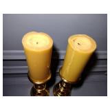 2 Williamsburg Colonial Hurricane glass shade 18” t with Baldwin brass candlestick holders 7 ½” t