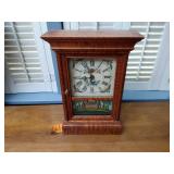 3 vintage wall clocks: New England Pendulum; Primitive wood w Ansonia ATM-700-R; Arts & Craft painted