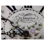 3 vintage wall clocks: New England Pendulum; Primitive wood w Ansonia ATM-700-R; Arts & Craft painted