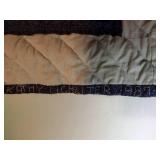 Handmade Navy blue, gray, and white star wall hanging quilt 44” x 46”