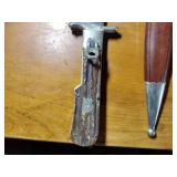 Folding knife staglon handle metal tipped sheath, fixed blade staglon handle, FURY Mini Throwing Set