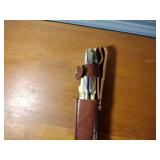 Folding knife staglon handle metal tipped sheath, fixed blade staglon handle, FURY Mini Throwing Set