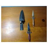 Folding knife staglon handle metal tipped sheath, fixed blade staglon handle, FURY Mini Throwing Set