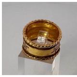 Designer MAZ Cigar Ring 14K Gold with Greek key design, 10 grams