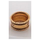 Designer MAZ Cigar Ring 14K Gold with Greek key design, 10 grams