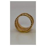 Designer MAZ Cigar Ring 14K Gold with Greek key design, 10 grams