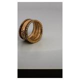 Designer MAZ Cigar Ring 14K Gold with Greek key design, 10 grams