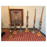 Web pewter weighted candle holders and Colonial hammered pewter by Boardman