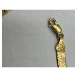 .925 Silver Italy herringbone necklace with triangle rhinestone , tennis bracelet & one clip earring