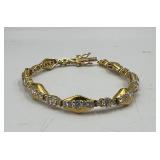 .925 Silver Italy herringbone necklace with triangle rhinestone , tennis bracelet & one clip earring