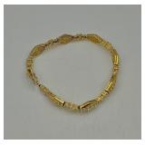 .925 Silver Italy herringbone necklace with triangle rhinestone , tennis bracelet & one clip earring