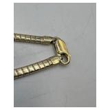 .925 silver / gold necklace with blue stone pendant and rhinestones, 17 ¼” long marked LR