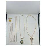 5 vintage necklaces & one brooch