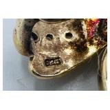 .925 filigree bracelet w/ multi-colored stones &  pendant; dangle rhinestone earrings; bar dangle brooch