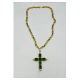 Sterling silver gold-tone necklace with cross pendant 18 ½” l, 2 tennis bracelets