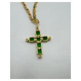 Sterling silver gold-tone necklace with cross pendant 18 ½” l, 2 tennis bracelets