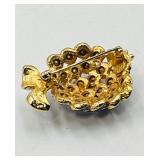 Brooches: flower basket; .925 Jackie Orr fish-gold plate swavorski crystal & lilac stones;  jeweled brooch