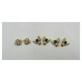 6 Bee brooches: One marked .925, one has blue stones & other set has green stones no markings