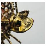 6 Bee brooches: One marked .925, one has blue stones & other set has green stones no markings