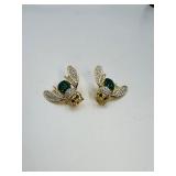 6 Bee brooches: One marked .925, one has blue stones & other set has green stones no markings