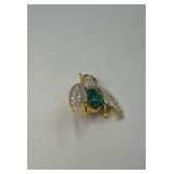 6 Bee brooches: One marked .925, one has blue stones & other set has green stones no markings