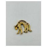 Vintage brooches: 2 Leopard gold-tone black enamel/pave rhinestones w/ green eyes, 1 dragon fly or butterfly