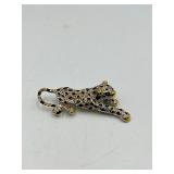 Vintage brooches: 2 Leopard gold-tone black enamel/pave rhinestones w/ green eyes, 1 dragon fly or butterfly
