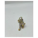 Vintage brooches: 2 Leopard gold-tone black enamel/pave rhinestones w/ green eyes, 1 dragon fly or butterfly