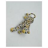 Vintage brooches: 2 Leopard gold-tone black enamel/pave rhinestones w/ green eyes, 1 dragon fly or butterfly