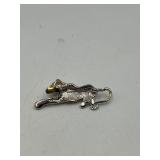 Vintage brooches: 2 Leopard gold-tone black enamel/pave rhinestones w/ green eyes, 1 dragon fly or butterfly