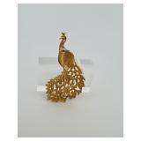 3 Vintage Brooches: (2) Waddle of 3 blue enamel ducks with rhinestones on bar pin & one peacock