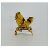 5 Brooches: 2 turtles, 2 birds-  one bird is 2” w other is 1 ½”w, one swan 2 ½” w x 1 ½” t