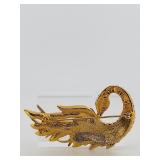 5 Brooches: 2 turtles, 2 birds-  one bird is 2” w other is 1 ½”w, one swan 2 ½” w x 1 ½” t