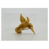 5 Brooches: 2 turtles, 2 birds-  one bird is 2” w other is 1 ½”w, one swan 2 ½” w x 1 ½” t