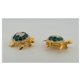 5 Brooches: 2 turtles, 2 birds-  one bird is 2” w other is 1 ½”w, one swan 2 ½” w x 1 ½” t