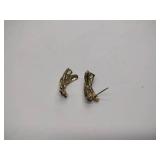 10k gold pierced earrings with green stones