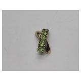 10k gold pierced earrings with green stones