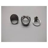 (3) .925 sterling silver rings, marks include Jose Hess CZ 925