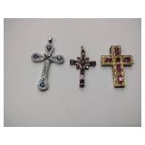 (3) .925/sterling silver necklace cross charms