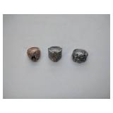 .925/sterling silver toggle bracelet, 2 pierced earrings, 3 rings