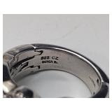 .925/sterling silver toggle bracelet, 2 pierced earrings, 3 rings