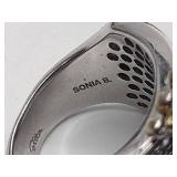 .925/sterling silver toggle bracelet, 2 pierced earrings, 3 rings