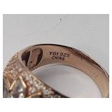 .925/sterling silver toggle bracelet, 2 pierced earrings, 3 rings