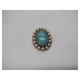 Alice Caviness pin with pearls and possibly Jodeite gem1/20 12k gold filled