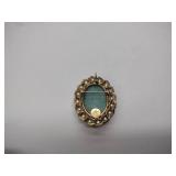 Alice Caviness pin with pearls and possibly Jodeite gem1/20 12k gold filled