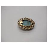 Alice Caviness pin with pearls and possibly Jodeite gem1/20 12k gold filled