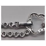 .925/sterling silver necklace with blue center stone and CZ drop pendant