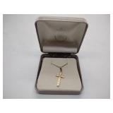 14k cross necklace in box, diamond tie tack, 14k gold necklace, 12k gold filled broach with pearls
