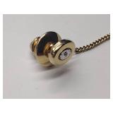 14k cross necklace in box, diamond tie tack, 14k gold necklace, 12k gold filled broach with pearls