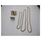3 pearl necklaces. 29”, 24”, and 19” 
